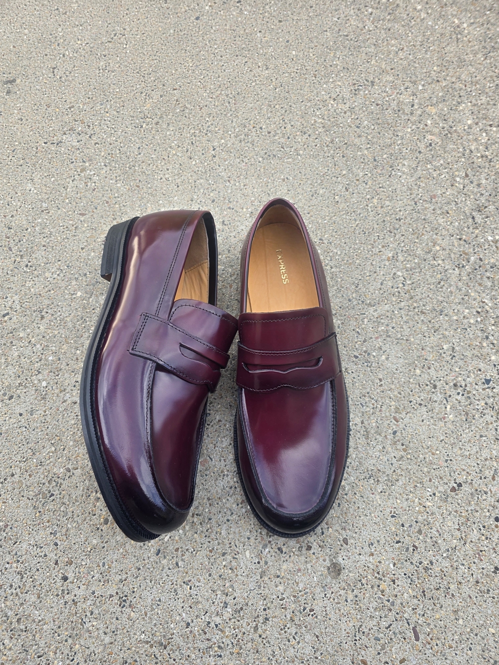 Express Burgundy Leather Penny Loafers - Men Size 9
